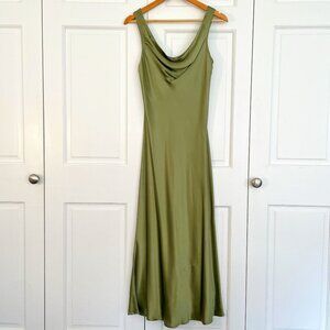 SOLD - Reformation Bryn Silk Dress | Artichoke | Size 6 - green silk slip dress